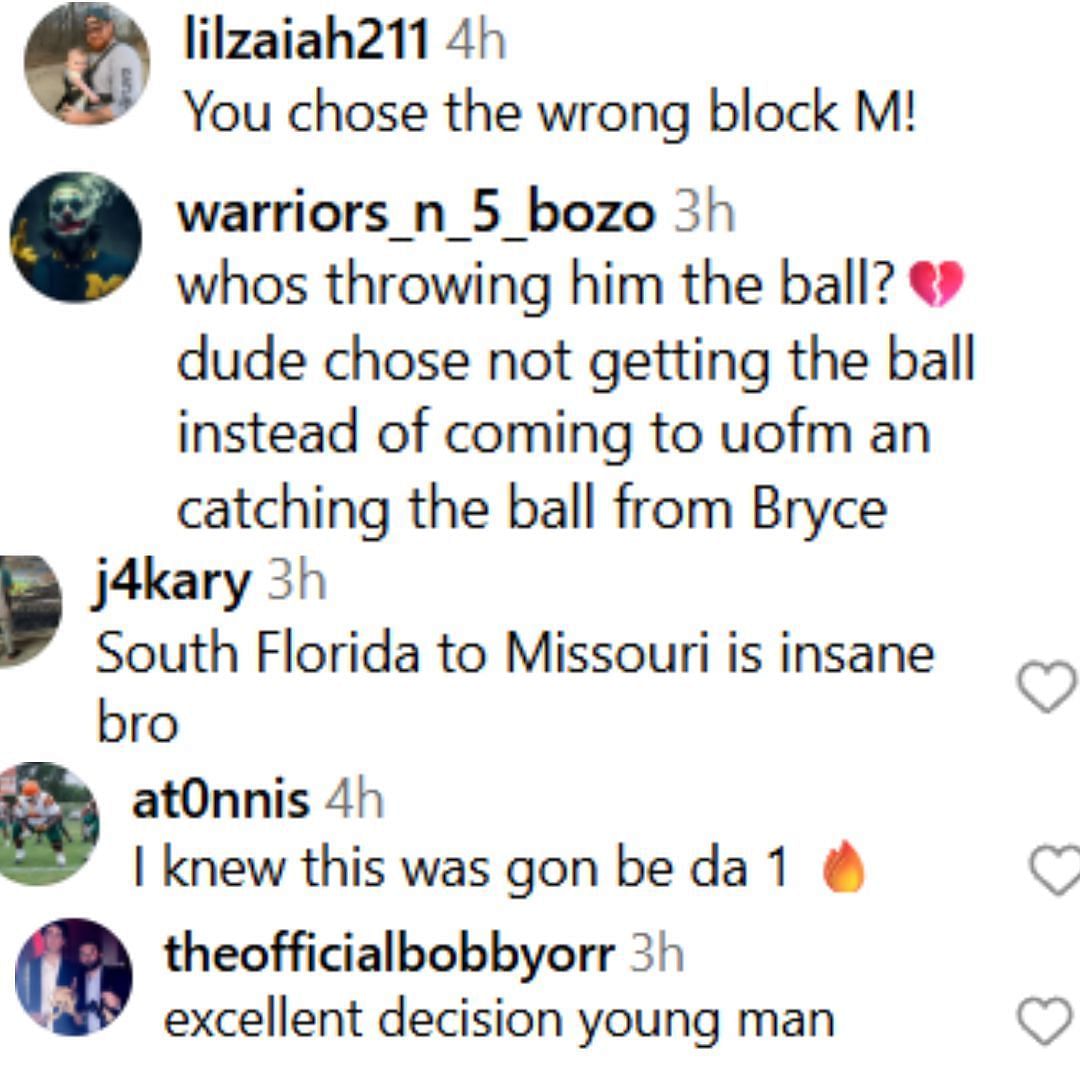 Fans react as 4-star WR Jabari Brady commits to Missouri over Florida, Michiganter via X.